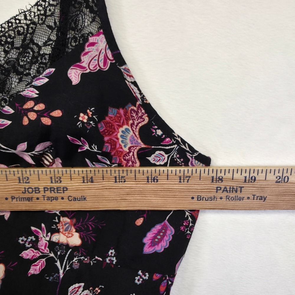 Boho Lace Whimsigoth Dress Women L Black Floral Romantic Slip Babydoll Maxi Date - Picture 5 of 15